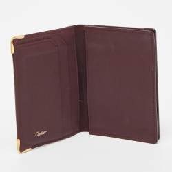 Pre Owned Cartier Burgundy Leather Must De Cartier Card Holder