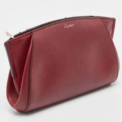 Pre Owned Cartier Red Leather C De Cartier Clutch