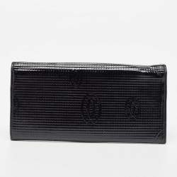 Pre Owned Cartier Black Patent Leather Happy Birthday Continental Wallet