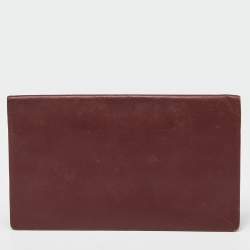 Pre Owned Cartier Maroon Leather Must de Cartier Wallet Organizer 