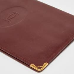 Pre Owned Cartier Maroon Leather Must de Cartier Wallet Organizer 