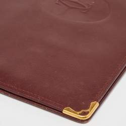 Pre Owned Cartier Maroon Leather Must de Cartier Wallet Organizer 
