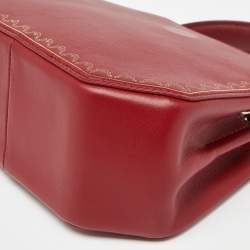 Pre Owned Cartier Red Leather Mini Guirlande De Cartier Top Handle Bag