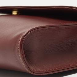 Pre Owned Cartier Burgundy Leather Must 21 de Cartier Flap Clutch