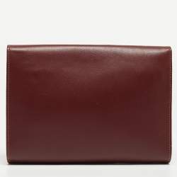 Pre Owned Cartier Burgundy Leather Must 21 de Cartier Flap Clutch