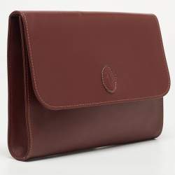 Pre Owned Cartier Burgundy Leather Must 21 de Cartier Flap Clutch