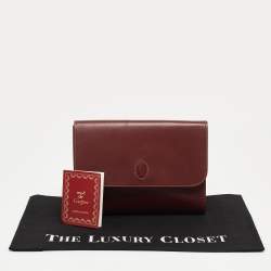 Pre Owned Cartier Burgundy Leather Must 21 de Cartier Flap Clutch