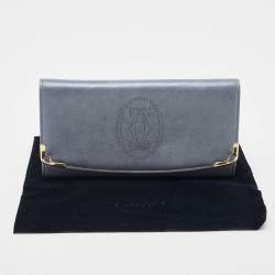 Pre Owned Cartier Grey Leather Marcello de Cartier Flap Wallet