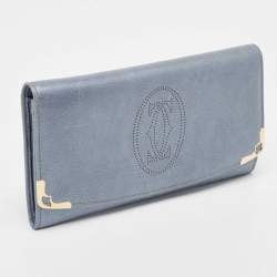 Pre Owned Cartier Grey Leather Marcello de Cartier Flap Wallet