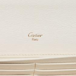 Pre Owned Cartier Cream Leather Marcello de Cartier Flap Wallet