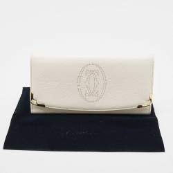 Pre Owned Cartier Cream Leather Marcello de Cartier Flap Wallet