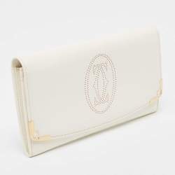 Pre Owned Cartier Cream Leather Marcello de Cartier Flap Wallet