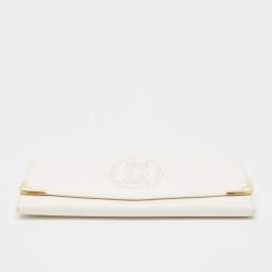 Pre Owned Cartier Cream Leather Marcello de Cartier Flap Wallet