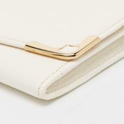 Pre Owned Cartier Cream Leather Marcello de Cartier Flap Wallet