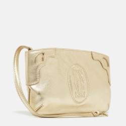 Pre Owned  Cartier Gold Leather Marcello de Cartier Wristlet Clutch
