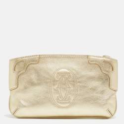 Pre Owned  Cartier Gold Leather Marcello de Cartier Wristlet Clutch