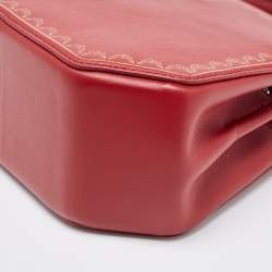 Pre Owned Cartier Red Leather Mini Guirlande De Cartier Top Handle Bag