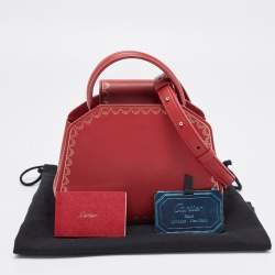 Pre Owned Cartier Red Leather Mini Guirlande De Cartier Top Handle Bag
