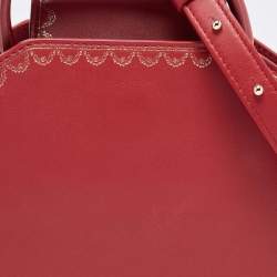 Pre Owned Cartier Red Leather Mini Guirlande De Cartier Top Handle Bag