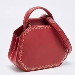 Pre Owned Cartier Red Leather Mini Guirlande De Cartier Top Handle Bag