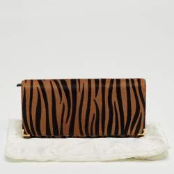 Pre Owned Cartier Beige/Black Zebra Print Calfhair Must de Cartier Continental Wallet