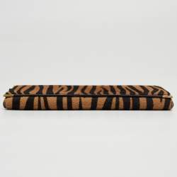 Pre Owned Cartier Beige/Black Zebra Print Calfhair Must de Cartier Continental Wallet