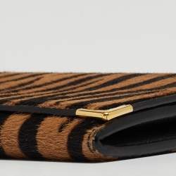Pre Owned Cartier Beige/Black Zebra Print Calfhair Must de Cartier Continental Wallet