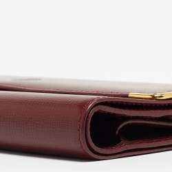 Pre Owned Cartier Burgundy Leather Must de Cartier Trifold Continental Wallet
