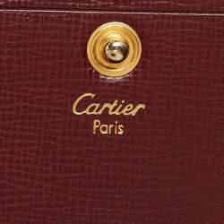 Pre Owned Cartier Burgundy Leather Must de Cartier Trifold Continental Wallet