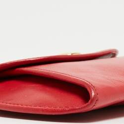 Pre Owned Cartier Red Leather Panthere Flap Coin Pouch