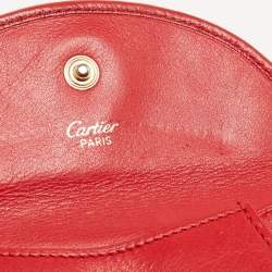 Pre Owned Cartier Red Leather Panthere Flap Coin Pouch