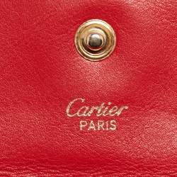 Pre Owned Cartier Red Leather Panthere Flap Coin Pouch