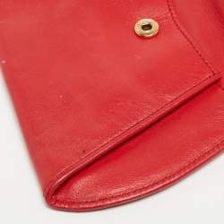 Pre Owned Cartier Red Leather Panthere Flap Coin Pouch