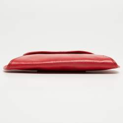 Pre Owned Cartier Red Leather Panthere Flap Coin Pouch