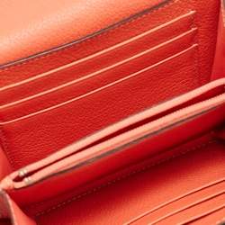 Pre Owned Cartier Coral Orange Leather C De Cartier Wallet
