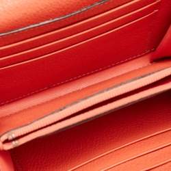 Pre Owned Cartier Coral Orange Leather C De Cartier Wallet