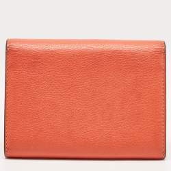 Pre Owned Cartier Coral Orange Leather C De Cartier Wallet