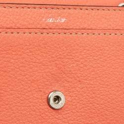 Pre Owned Cartier Coral Orange Leather C De Cartier Wallet