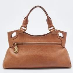 Pre Owned Cartier Brown Leather Small Marcello De Cartier Tote