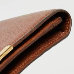 Pre Owned Cartier Brown Leather Marcello de Cartier Flap Wallet