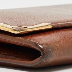 Pre Owned Cartier Brown Leather Marcello de Cartier Flap Wallet