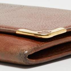 Pre Owned Cartier Brown Leather Marcello de Cartier Flap Wallet