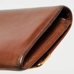 Pre Owned Cartier Brown Leather Marcello de Cartier Flap Wallet