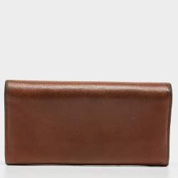 Pre Owned Cartier Brown Leather Marcello de Cartier Flap Wallet