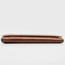 Pre Owned Cartier Brown Leather Marcello de Cartier Flap Wallet