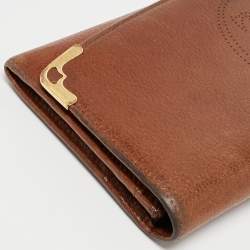 Pre Owned Cartier Brown Leather Marcello de Cartier Flap Wallet