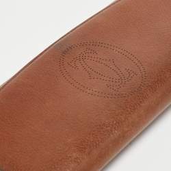 Pre Owned Cartier Brown Leather Marcello de Cartier Flap Wallet