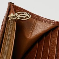 Pre Owned Cartier Brown Leather Marcello de Cartier Flap Wallet