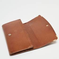 Pre Owned Cartier Brown Leather Marcello de Cartier Flap Wallet