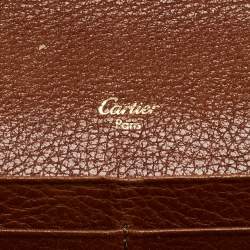 Pre Owned Cartier Brown Leather Marcello de Cartier Flap Wallet